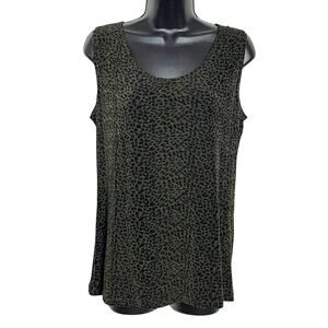 VINTAGE 90s CAROLE LITTLE STRETCH KNIT TANK TOP ANIMAL PRINT LEOPARD CHEETAH L